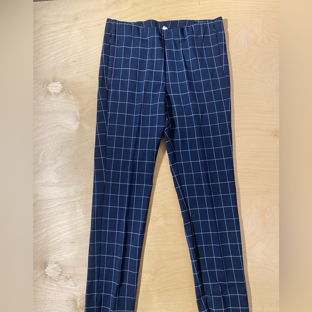 J. Jill Navy Checkered Dress Pants 12 (QG)